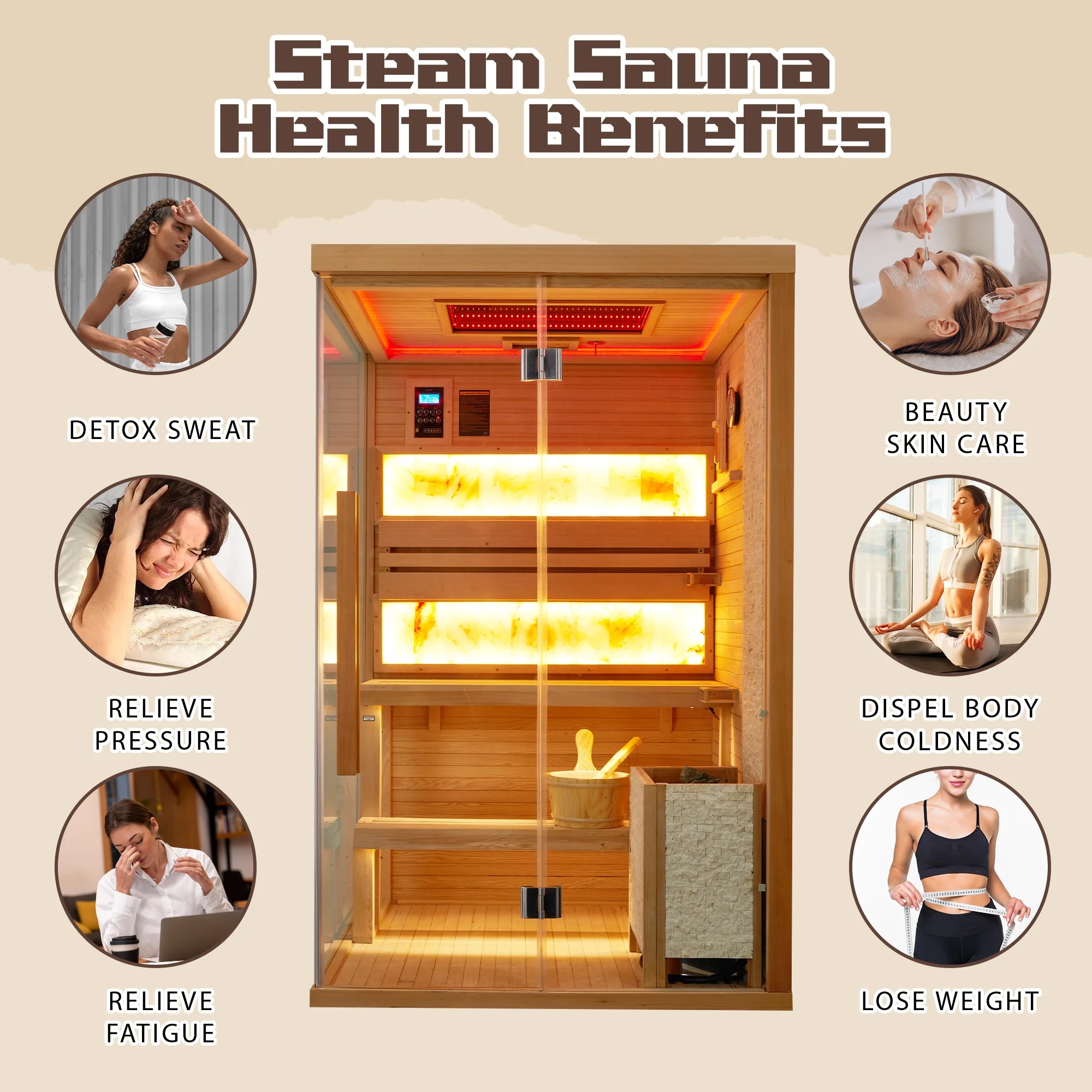 2-4 Person Steam Sauna, Traditional Sauna for Home, Home Spa Sauna, Indoor Sauna