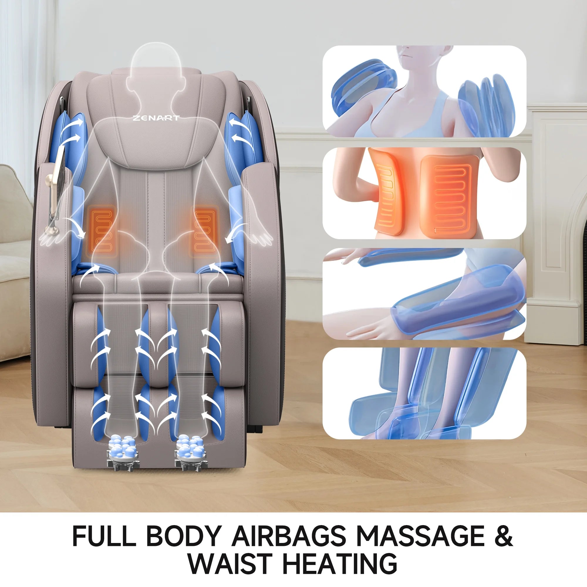 Massage Chair, Full Body Zero Gravity Massage Chair Recliner with Foot Massager, Brown