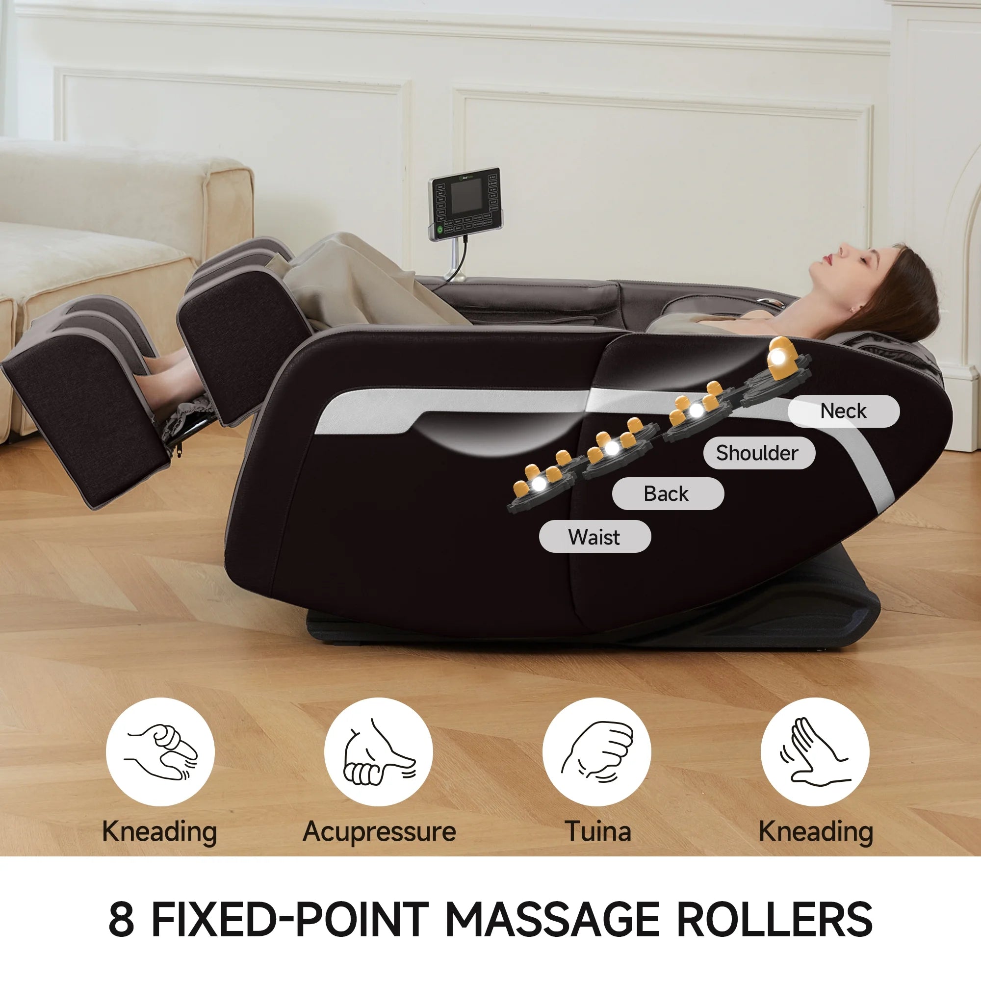 Massage Chair, Full Body Zero Gravity Massage Chair Recliner with Foot Massager, Brown