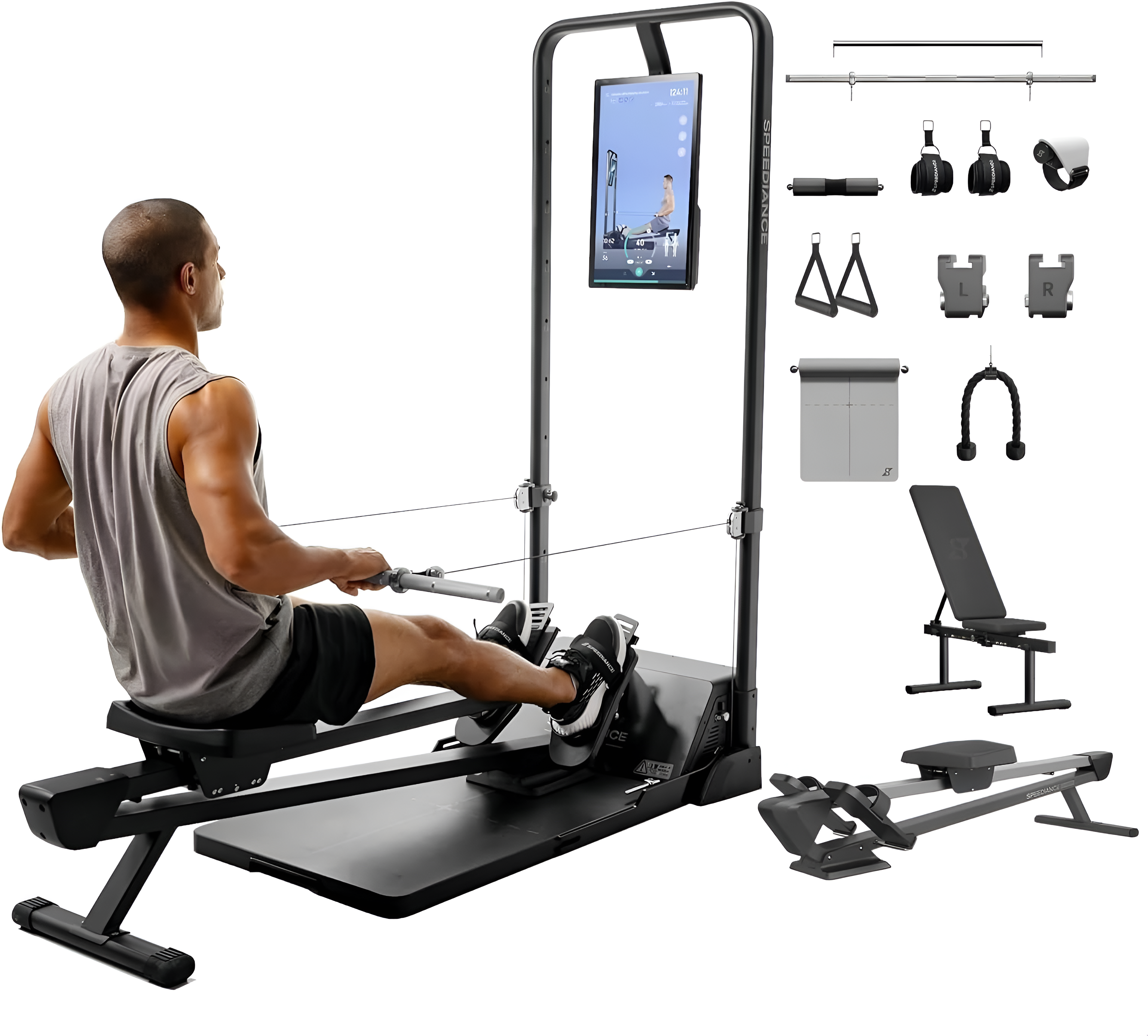 Gym Monster Smart Home Gym, Multifunctional Strength Training Machine, Smith Machine Power Cage Workout Station, Squat Rack Cable Machine, Full Body Fitness Equipment for Home Workout